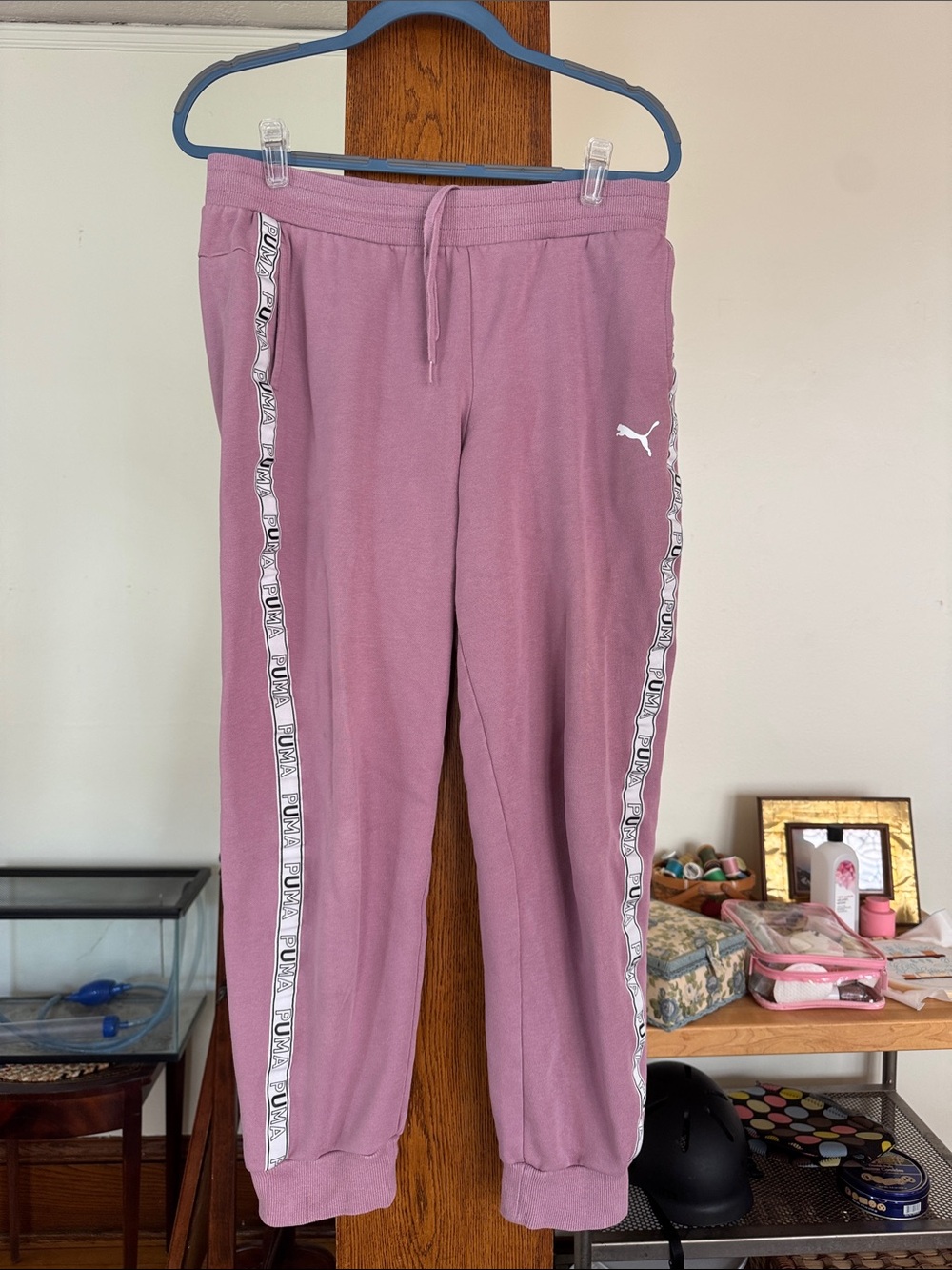 Puma Mauve Pink Logo Tape Joggers